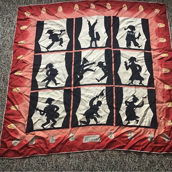 Blvgari xlarge silk scarf, wrap print RED BEIGE